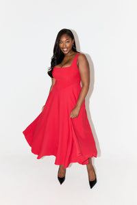 Cathleen | Women's Square Neck Sleeveless Midi Dress
