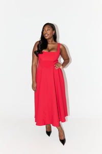 Cathleen | Women's Square Neck Sleeveless Midi Dress