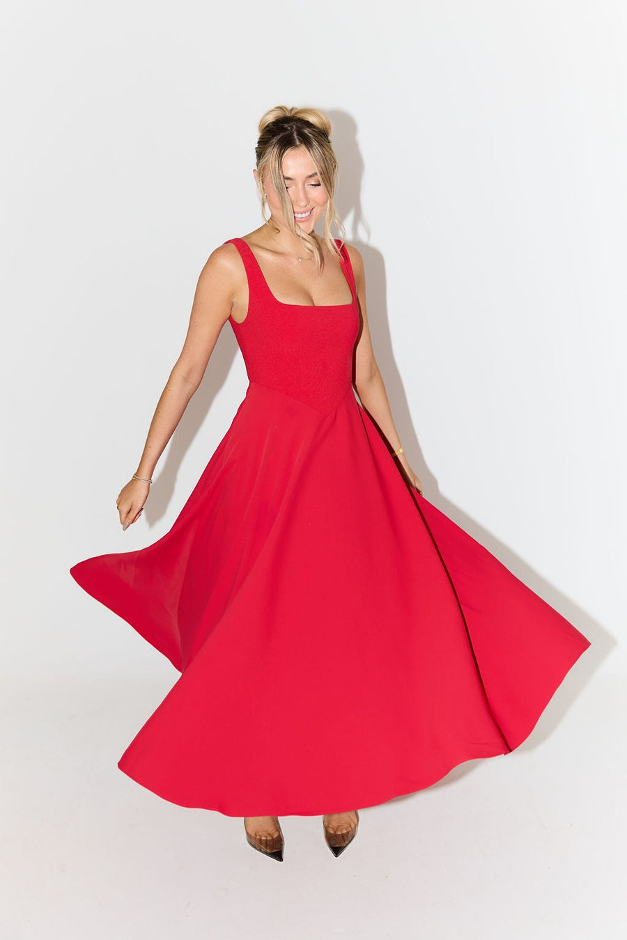 Cathleen | Women's Square Neck Sleeveless Midi Dress