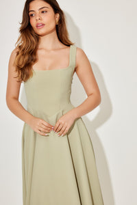 Cathleen | Women's Square Neck Sleeveless Midi Dress