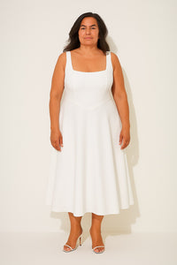 Cathleen | Women's Square Neck Sleeveless Midi Dress