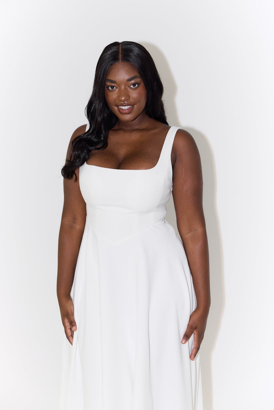 Cathleen | Women's Square Neck Sleeveless Midi Dress