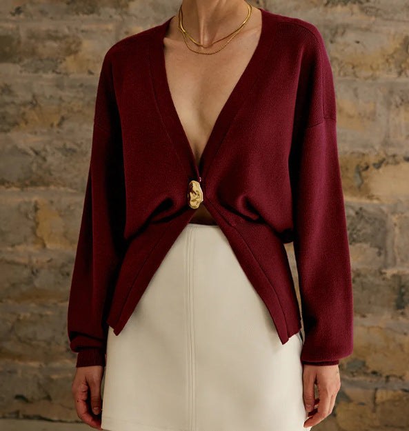 Catriona | Women's Elegant Cardigan in Dark Red