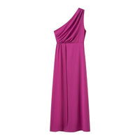 Cecania | Women's Asymmetric Elegant Maxi Dress in Purple