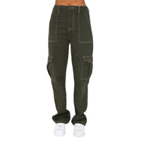 Cecile | Women's High Waist Jeans in Olive Green