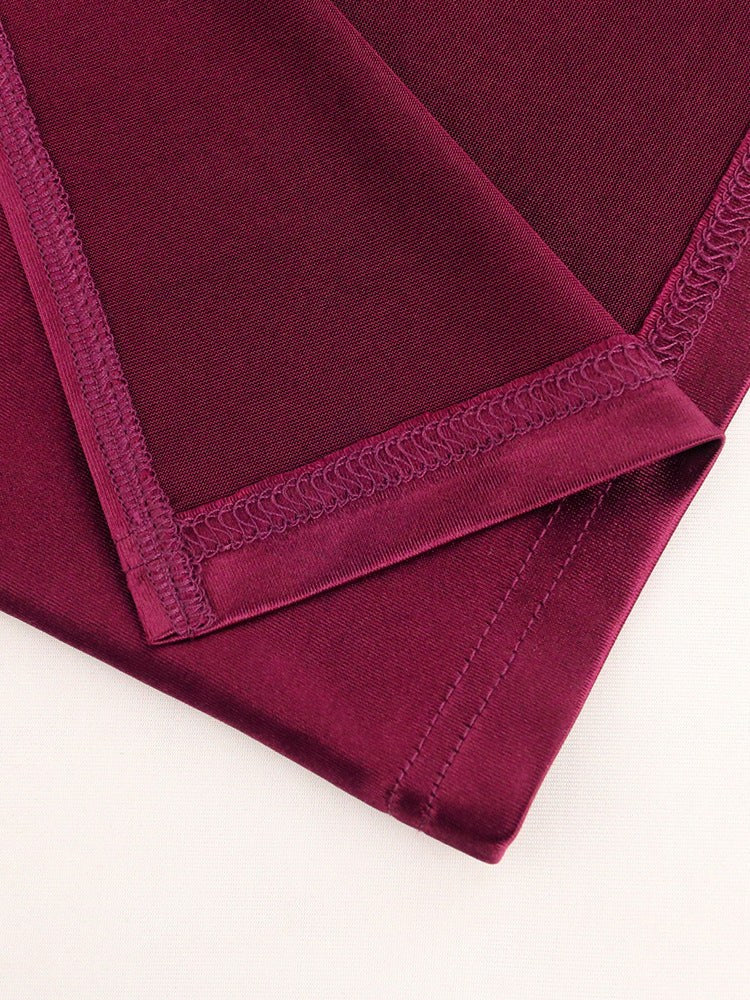 Celandine | Women's Puff Sleeve Elegant Evening Dress in Wine Red