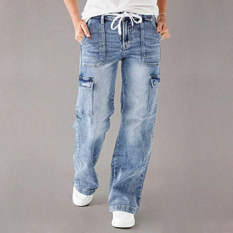 Celeste | Women's Pockets Casual Jeans in Light Blue