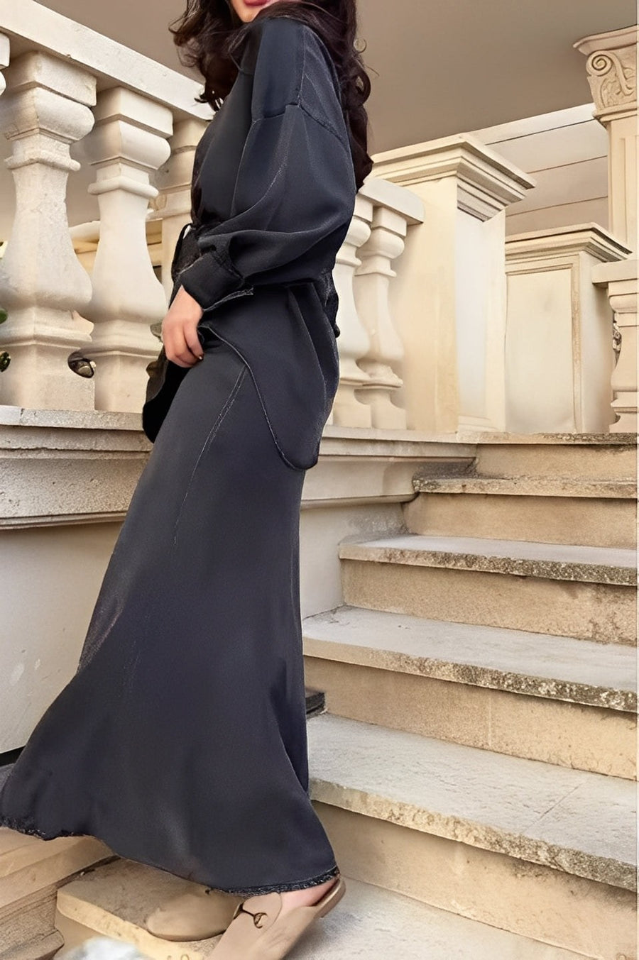 Celestine | Women's Button Shirt Maxi Skirt Two-Piece Set