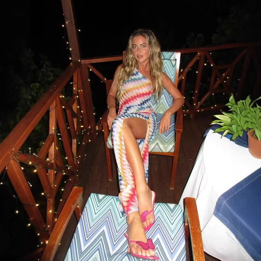 Celestine | Women's Asymmetric Maxi Dress in Multicolor