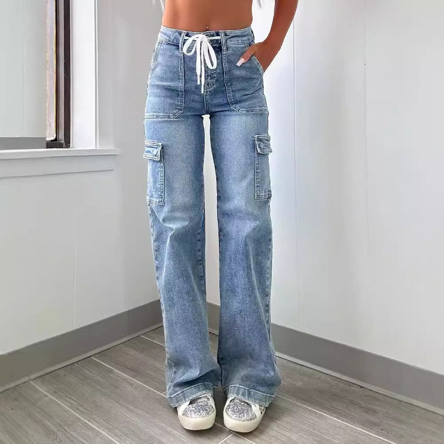 Celia | Women's Pockets Soft Jeans in Light Blue