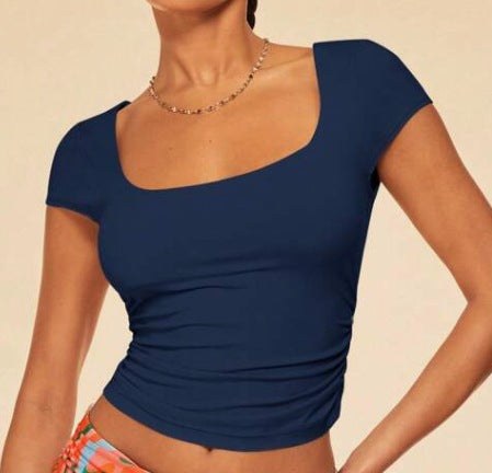 Celia | Women's Bodycon Top in Dark Blue