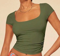 Celia | Women's Bodycon Top in Olive Green