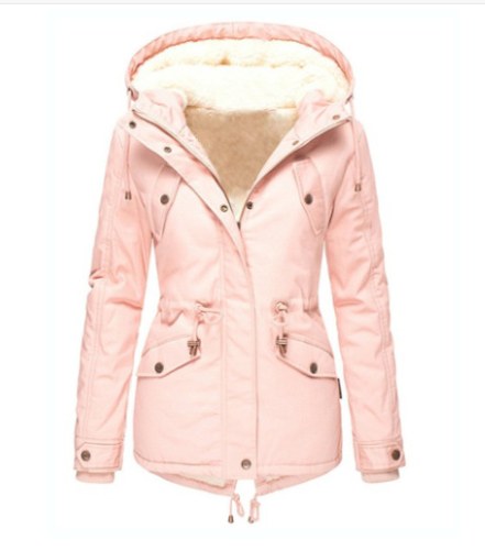 Ceridwen | Women's Zip Pockets Parka – Winter Jacket in Pink