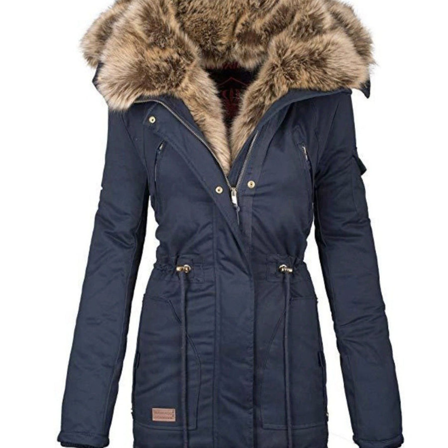 Ceridwen | Women's Zip Pockets Parka – Winter Jacket in Pink