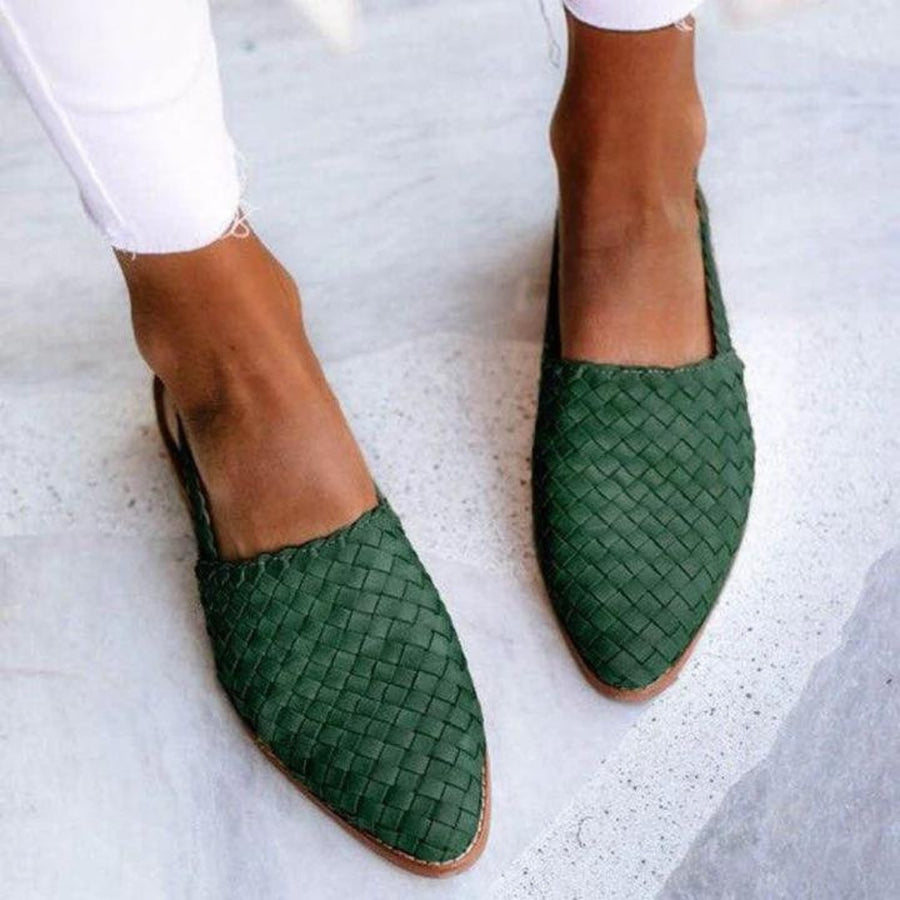 Cerise | Women's Woven Slingback Closed Toe Loafers in Green