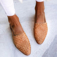 Cerise | Women's Woven Slingback Closed Toe Loafers in Light Brown