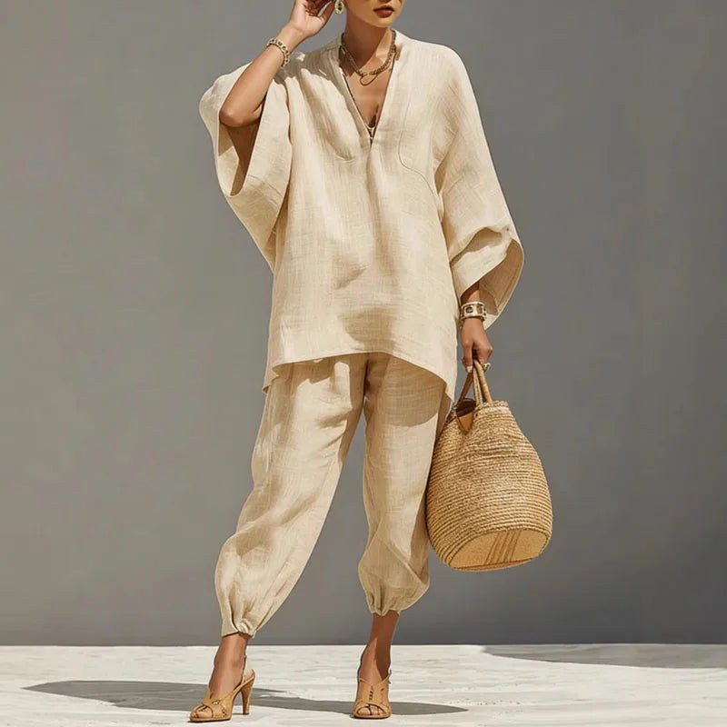 Chalice | Women's Casual Co-Ord Two-Piece Set in Apricot
