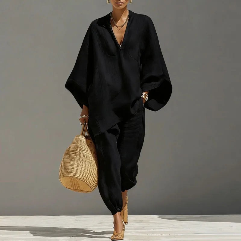 Chalice | Women's Casual Co-Ord Two-Piece Set in Black
