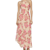 Chantal | Women's Asymmetric Floral Elegant Maxi Dress in Blumenmust