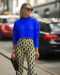 Charis | Women's Fringe Knit Sweater in Blue