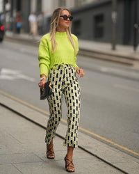 Charis | Women's Fringe Knit Sweater in Neon