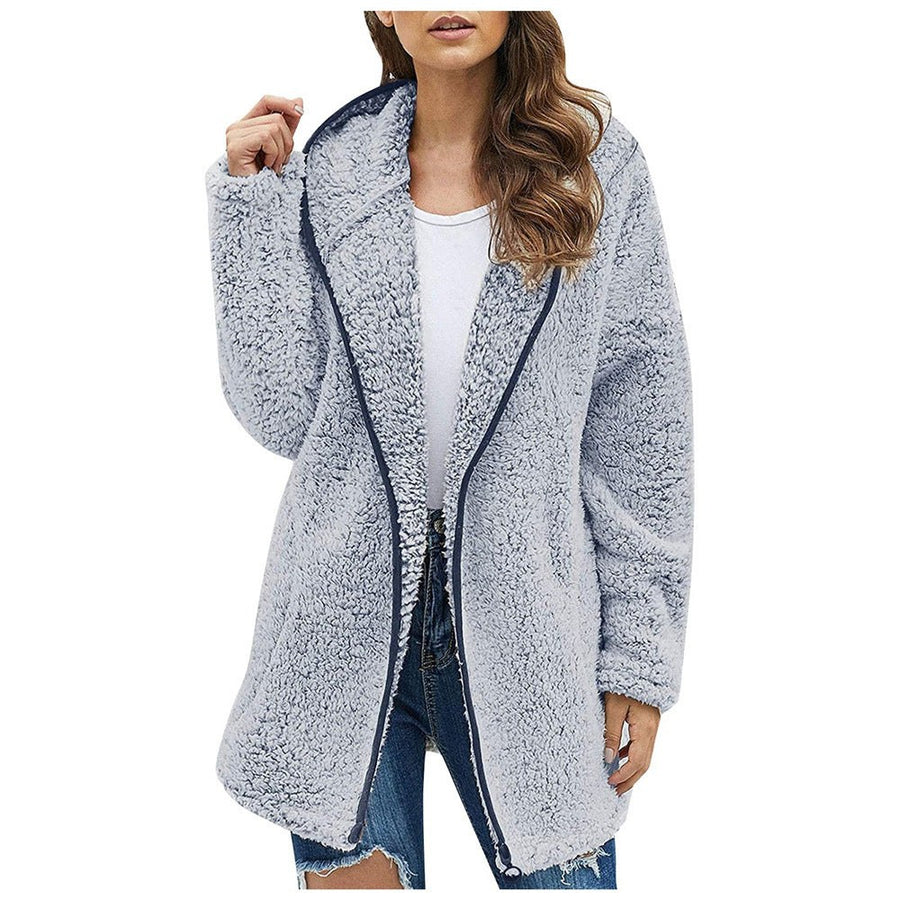 Charis | Women's Zip Oversized Pockets Hooded Jacket in Blue