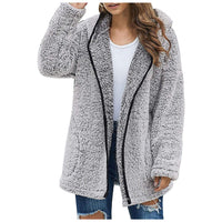Charis | Women's Zip Oversized Pockets Hooded Jacket in Gray