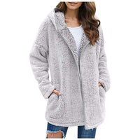 Charis | Women's Zip Oversized Pockets Hooded Jacket in Light Gray