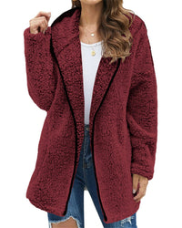 Charis | Women's Zip Oversized Pockets Hooded Jacket in Weinfarb