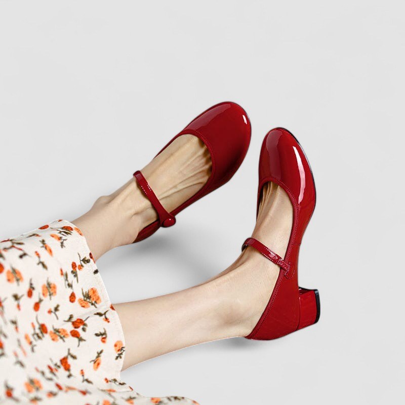 Charis | Women's Block-Heel Mary Jane Shoes in Red