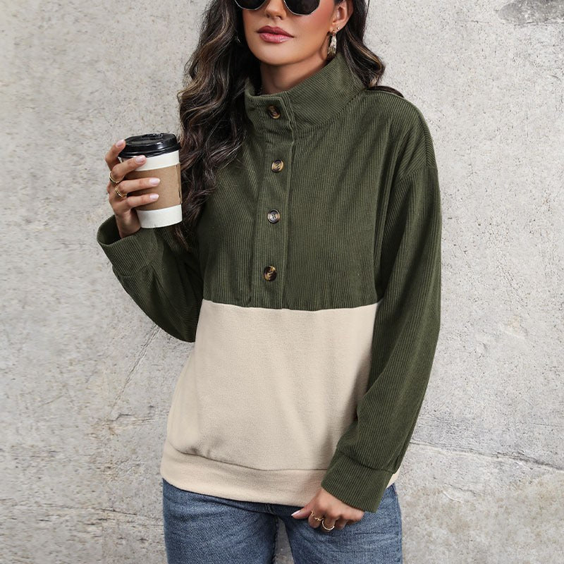 Charlaine | Women's Button-Front Oversized Sweater in Olive Green