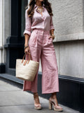 Charlize | Women's Collared Shirt Top and Pants Two-Piece Set