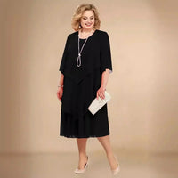 Charlotta | Women's Straight Skirt Shape Midi Dress in Black