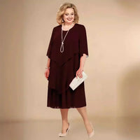 Charlotta | Women's Straight Skirt Shape Midi Dress in Dark Red