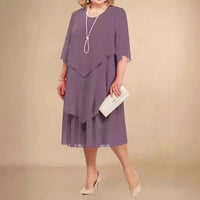 Charlotta | Women's Straight Skirt Shape Midi Dress in Light Purple
