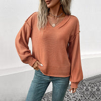 Charlotta | Women's V-Neck Sweater in Mahogany