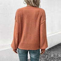 Charlotta | Women's V-Neck Sweater in Mahogany