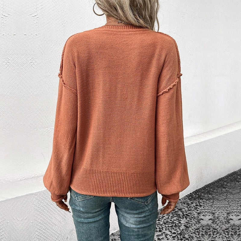 Charlotta | Women's V-Neck Sweater in Mahogany