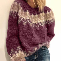 Charmaine | Women's Voluminous Knit Modern Sweater in Wine Red