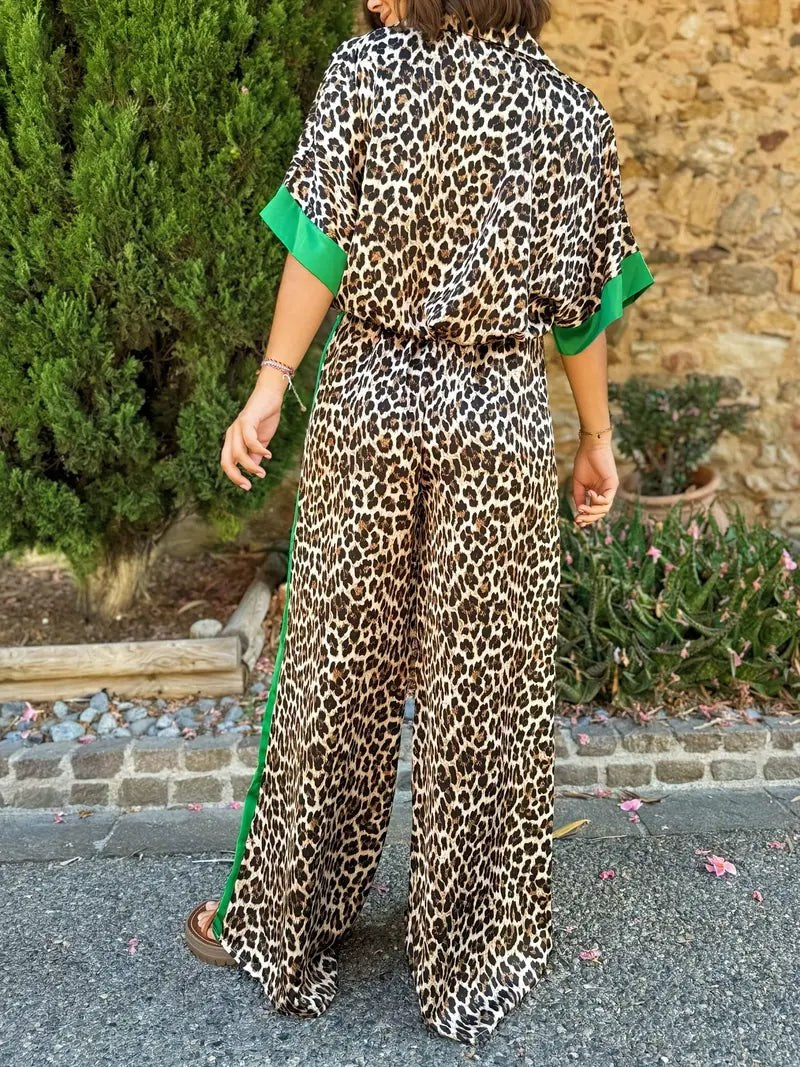 Chasca | Women's Collared top and Pants Two-Piece Set