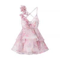 Cherith | Women's Asymmetric Ruffle Maxi Dress in Pink