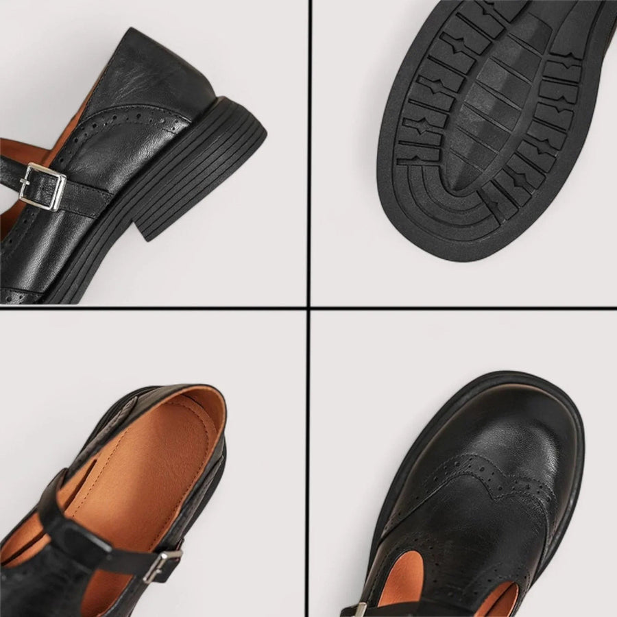 Chiara | Women's Brogue Detailing Mary Jane Shoes
