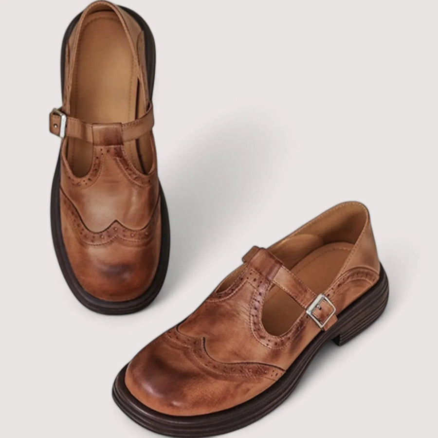 Chiara | Women's Brogue Detailing Mary Jane Shoes