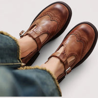 Chiara | Women's Brogue Detailing Mary Jane Shoes in Brown