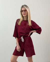 Chiara | Women's Elegant T-Shirt in Wine Red