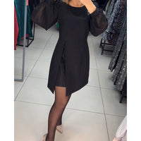 Christiane | Women's Structured Mini With Volume Sleeves Dress in Black