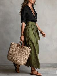 Chrysanthe | Women's Green Summer Co-Ord Two-Piece Set