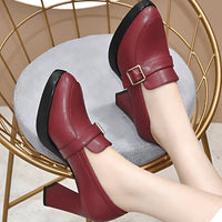 Cicely | Women's Buckle Strap Detail Block Heel Mary Jane Shoes