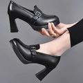 Cicely | Women's Buckle Strap Detail Block Heel Mary Jane Shoes