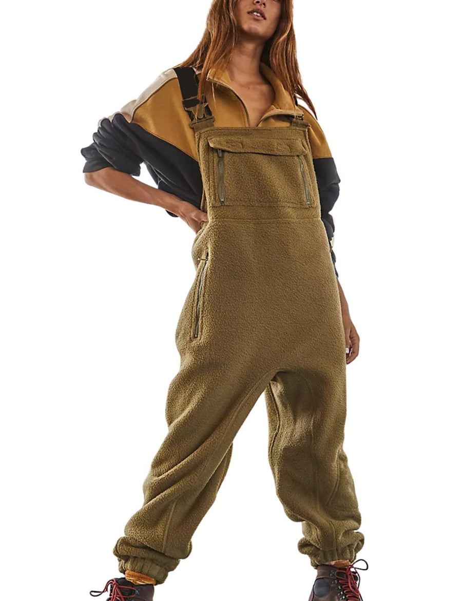 Cicely | Women's Pockets Jumpsuit in Brown